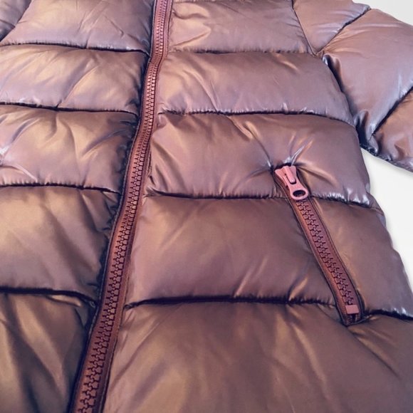 United Colors of Benetton Plum Puffer 3/4 length Jacket Size Small (6-7) - Picture 3 of 5